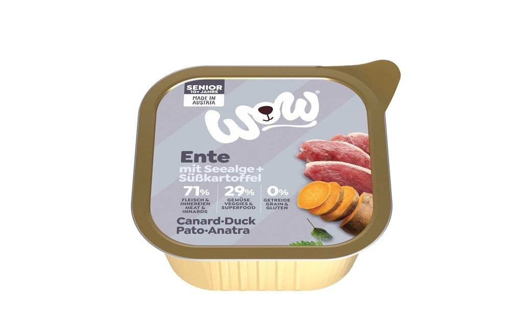 WOW Alimentation humide Senior canard bol 150g