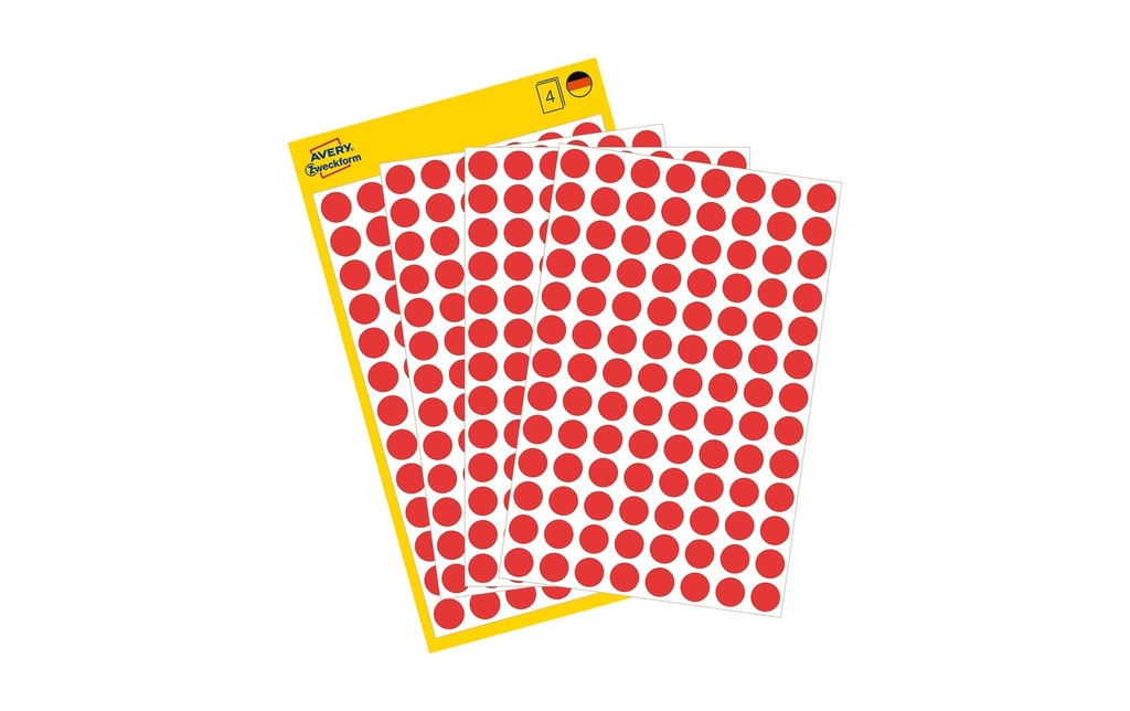 Avery Zweckform Pastilles adhésives Ø 8 mm, 4 feuilles, rouge