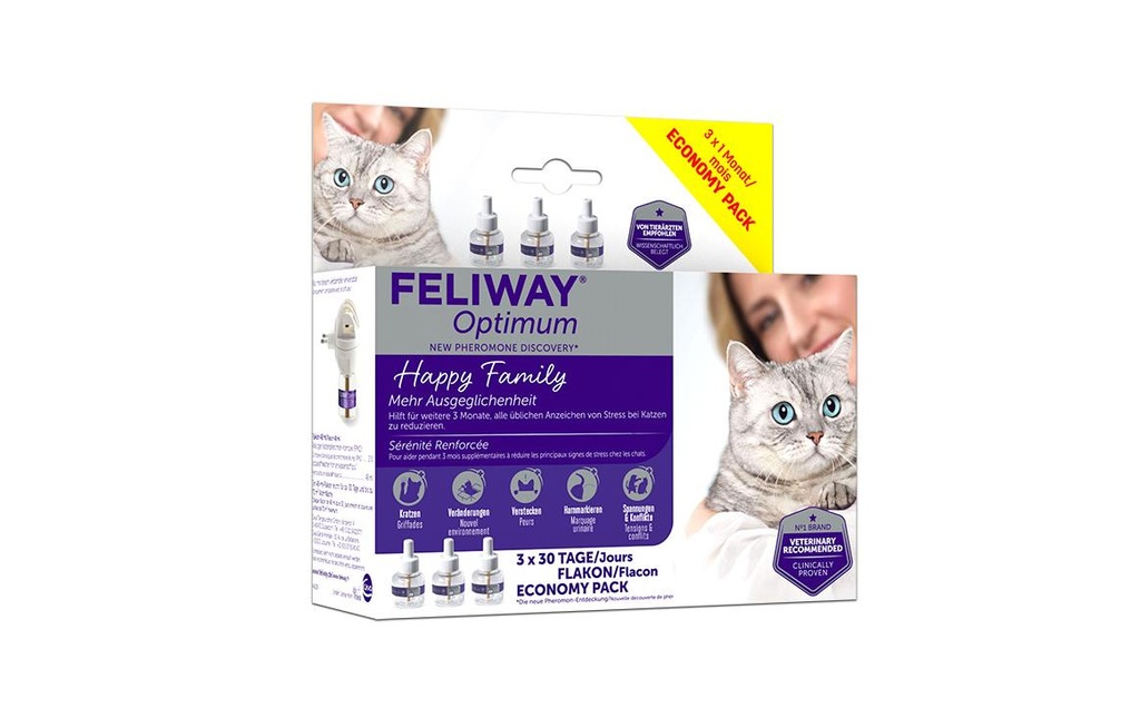 Feliway Bien-être Optimum Flacon de recharge, 3 x 48 ml