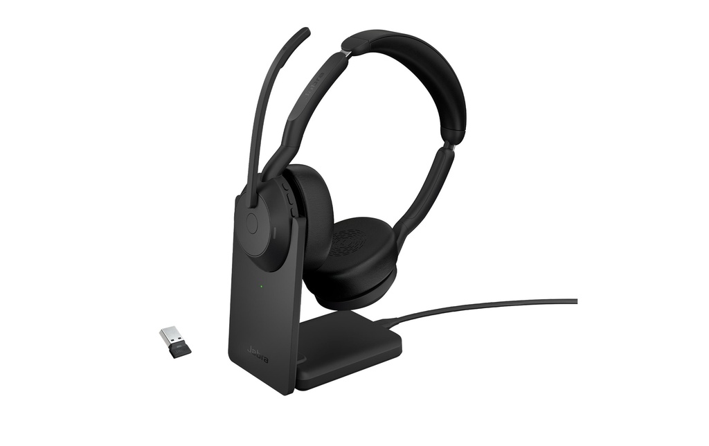 Jabra Casque avec micro Evolve2 55 Duo UC, USB-A, station de chargement incluse