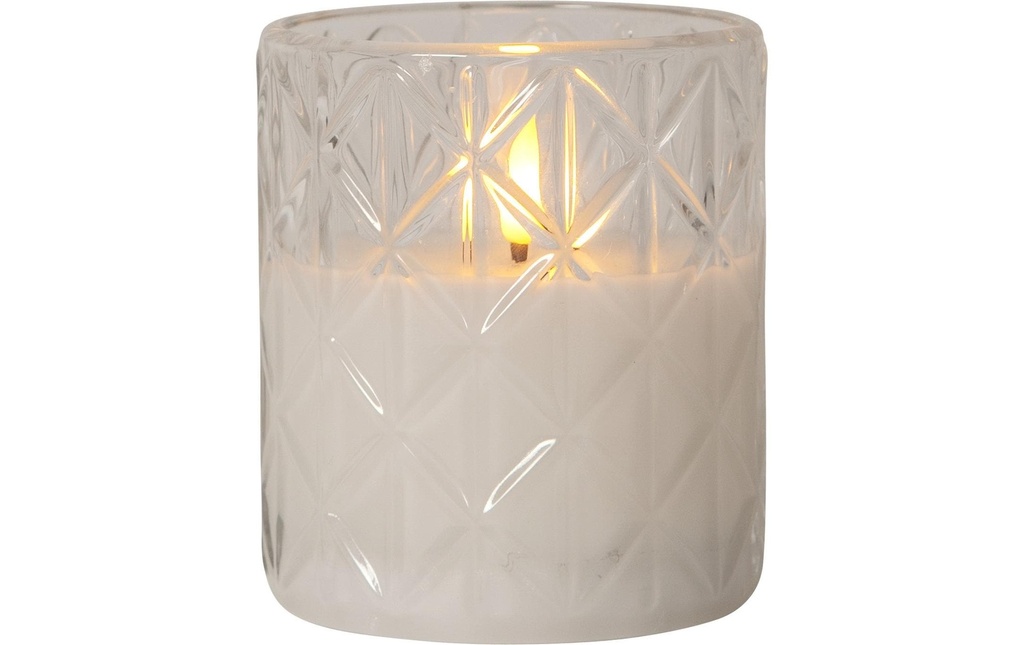 Star Trading Bougie LED Flamme Romb, Ø 8.5 x 10 cm, Transparent