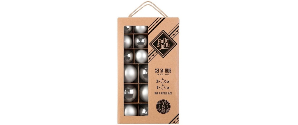 Holly & Jolly Boule de Noël Frosty 54 pièces, Argenté