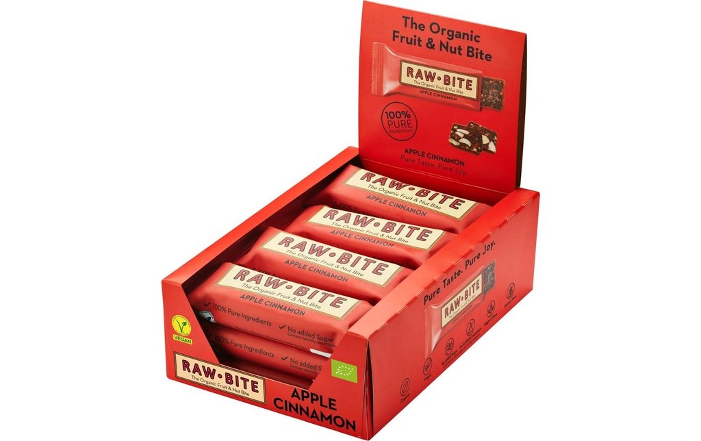 Rawbite Barre Crudités bio pomme-cannelle 12 x 50 g