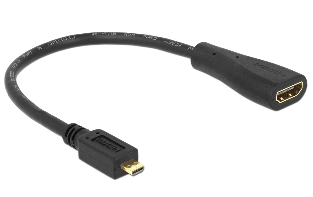 Delock Câble adaptateur Micro-HDMI (HDMI-D) - HDMI 23 cm, noir