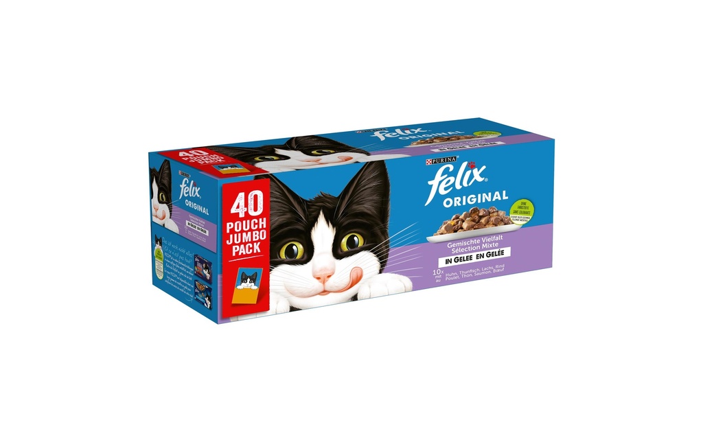 Felix Alimentation humide Viande & poisson en gelée, 40 x 85 g