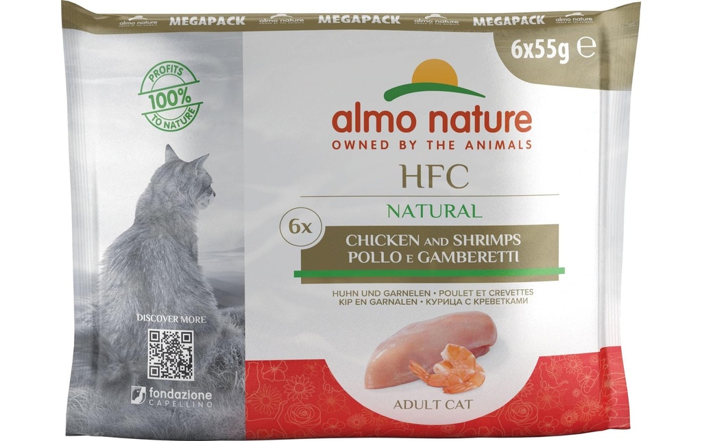 Almo Nature HFC Natural Cat Mega Pack poulet et crevettes 6 x 55 g