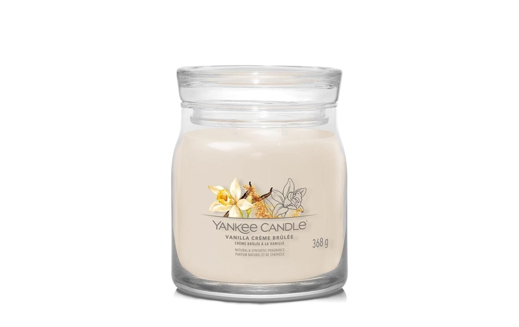 Yankee Candle Signature Bougie parfumée Vanilla Crème Brûlée Signature Medium Jar