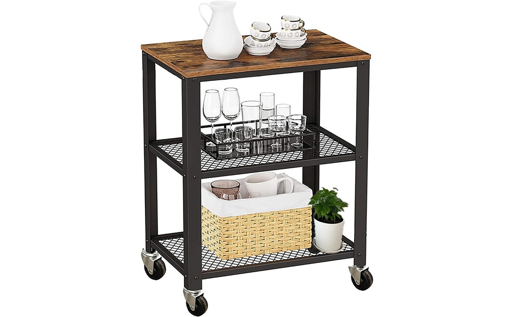 relaxdays Chariot de cuisine 77.5 x 60 cm Noir/marron