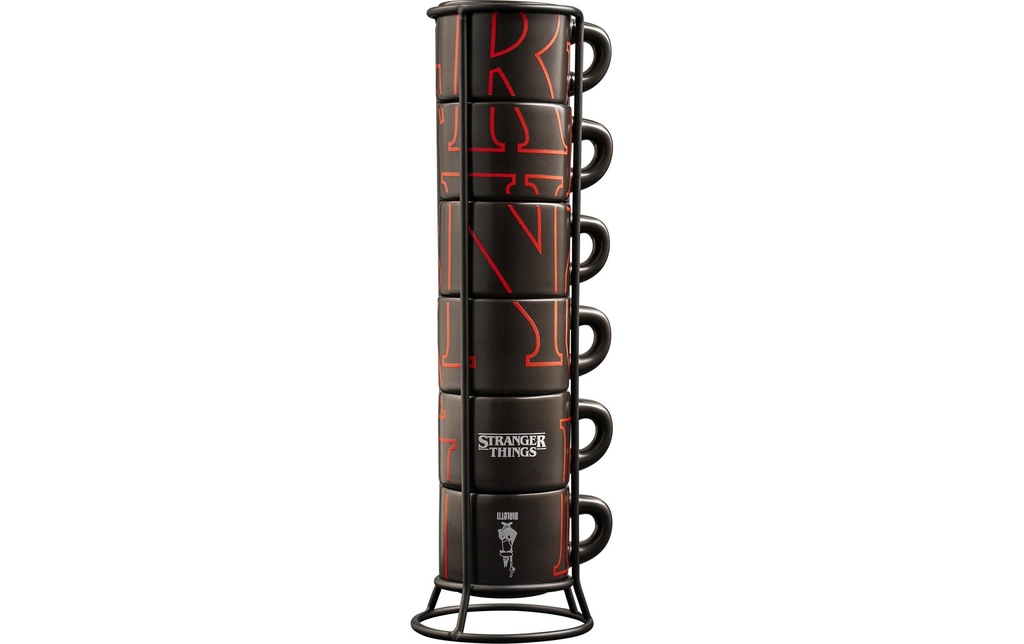 Bialetti Tasse à expresso Stranger Things, Noir / rouge, 6 pièces