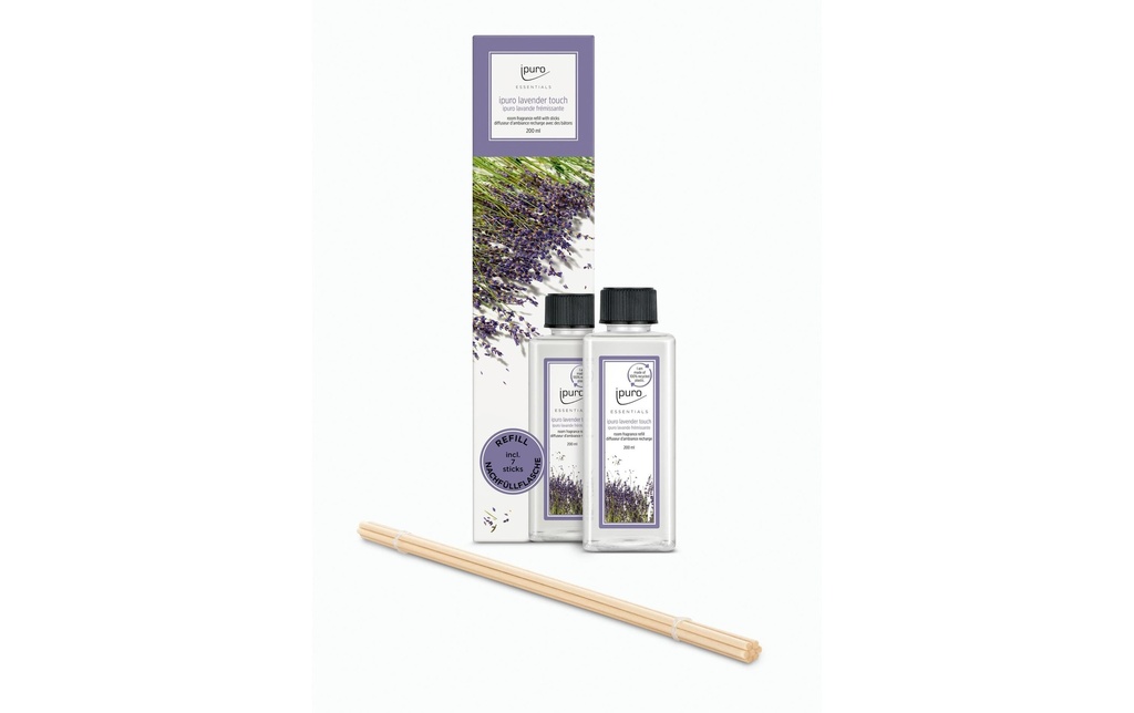 ipuro Cartouche de parfum Recharge Lavender Touch avec bâtonnets 200 ml