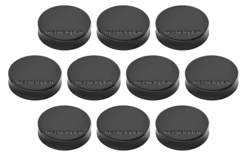Magnetoplan Aimant Ergo Medium Ø 3 cm Noir, 10 Pièce/s