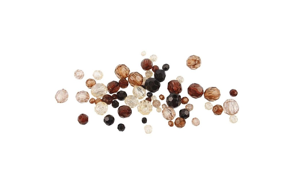 Creativ Company Perles à facettes 4-12 mm Marron, 170 pièces