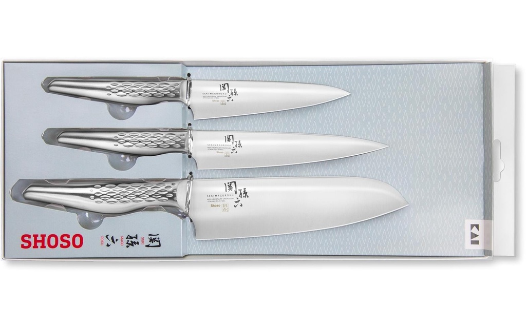 Kai Couteau de chef Shoso 3 pièces. Argenté/Acier inoxydable