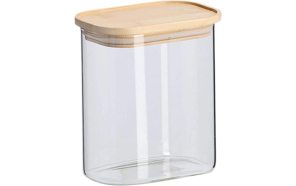 Zeller Present Boîte à provisions Couvercle en bambou 1 l, Transparent/Brun