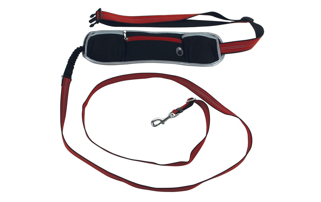 SwissPet Laisse de jogging Set Speedo avec sac, 2.5 m, rouge/noir