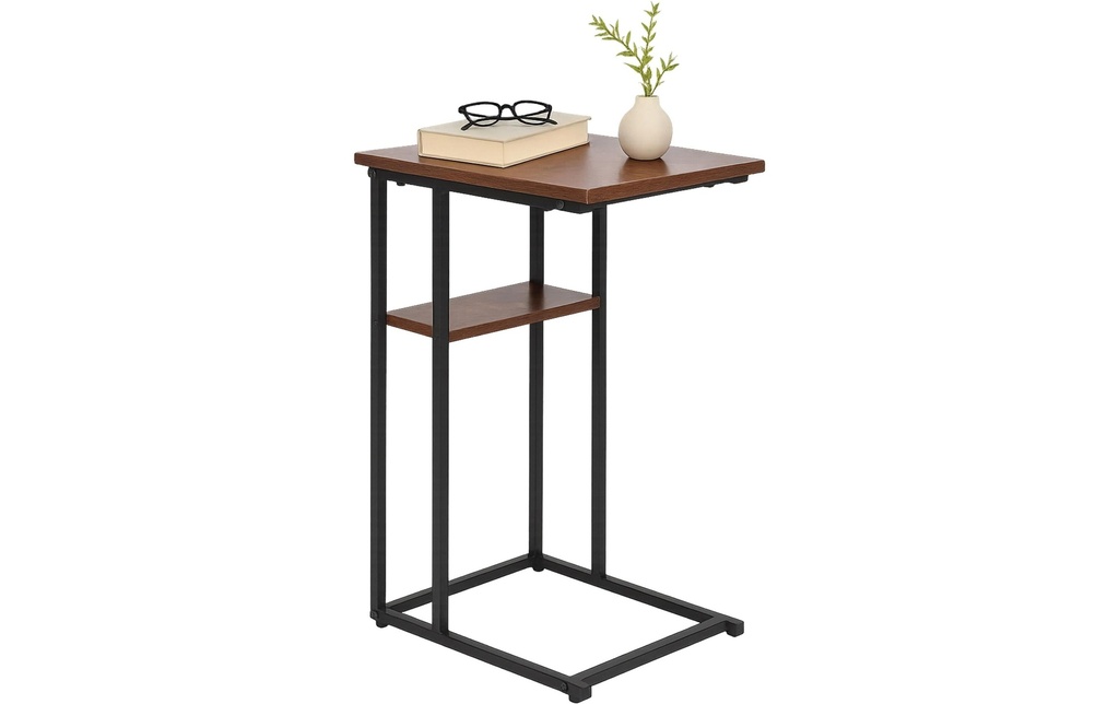 relaxdays Table d'appoint en forme de C 60 x 40 Marron foncé
