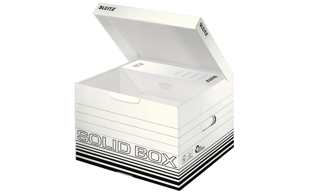 Leitz Boîte d’archivage Solid Box M Couvercle à charnière, 10 pièces, noir