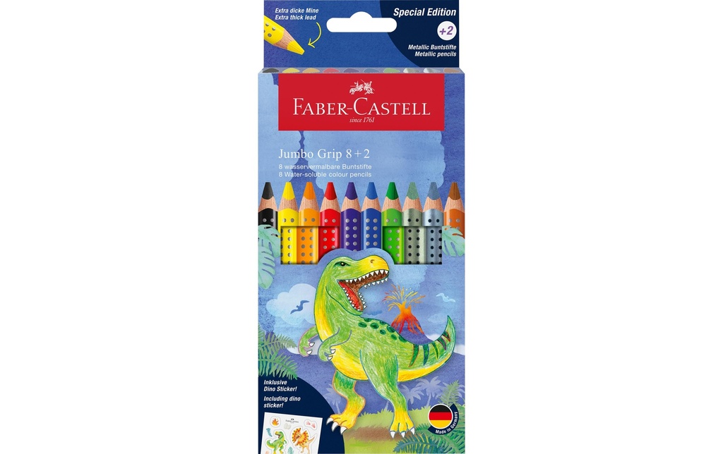 Faber-Castell Crayons de couleur Jumbo Grip Set Dino 10 pièces