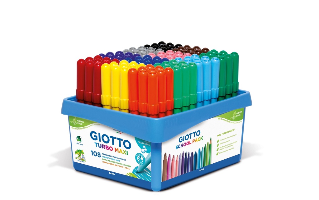 Giotto Crayon feutre Kit scolaire Turbo Color Maxi 108 pièces