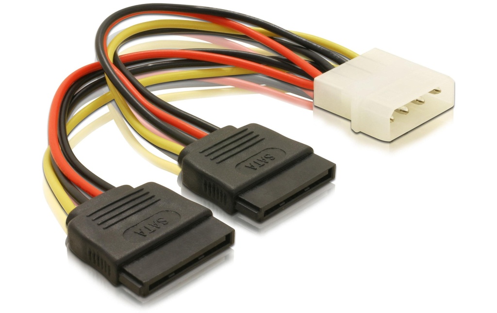 Delock Câble électrique en Y Molex - 2x SATA 16 cm