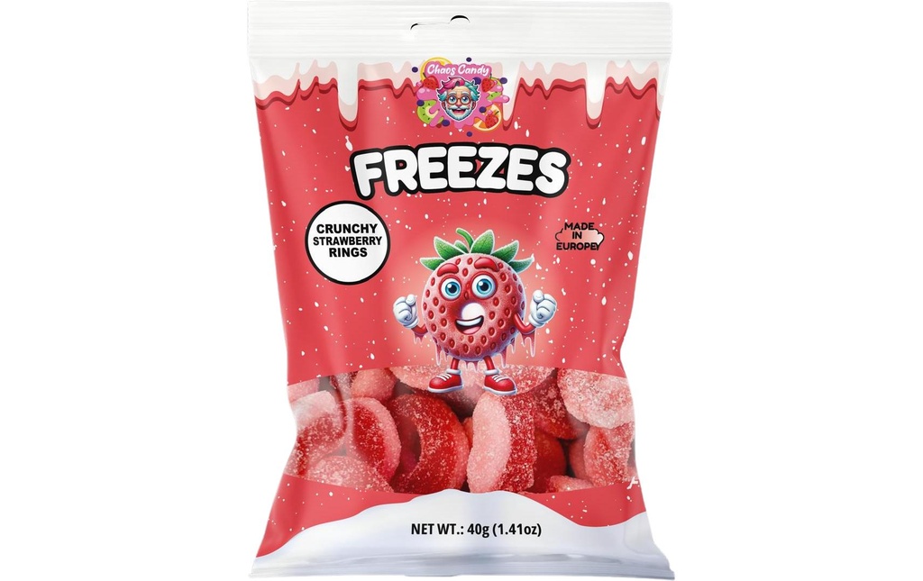 Freezes Bonbons gommeux Anneaux de fraise lyophilisés 40 g