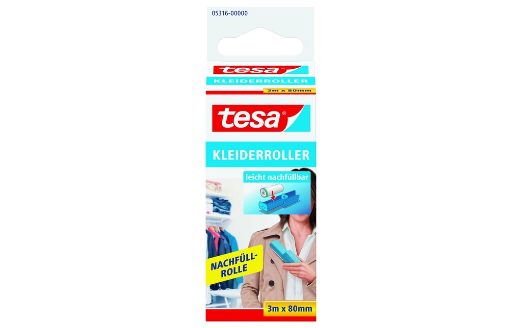 tesa Rouleau adhésif pour vêtements Recharge 2 pièces