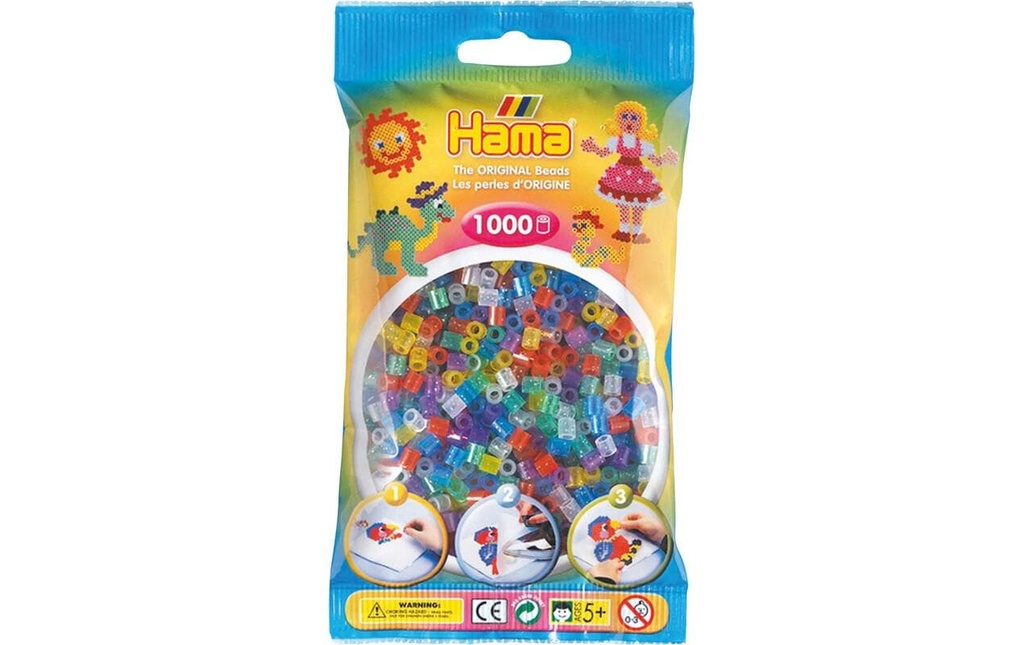 Hama Perles à repasser avec paillettes 1000 pcs Transparent