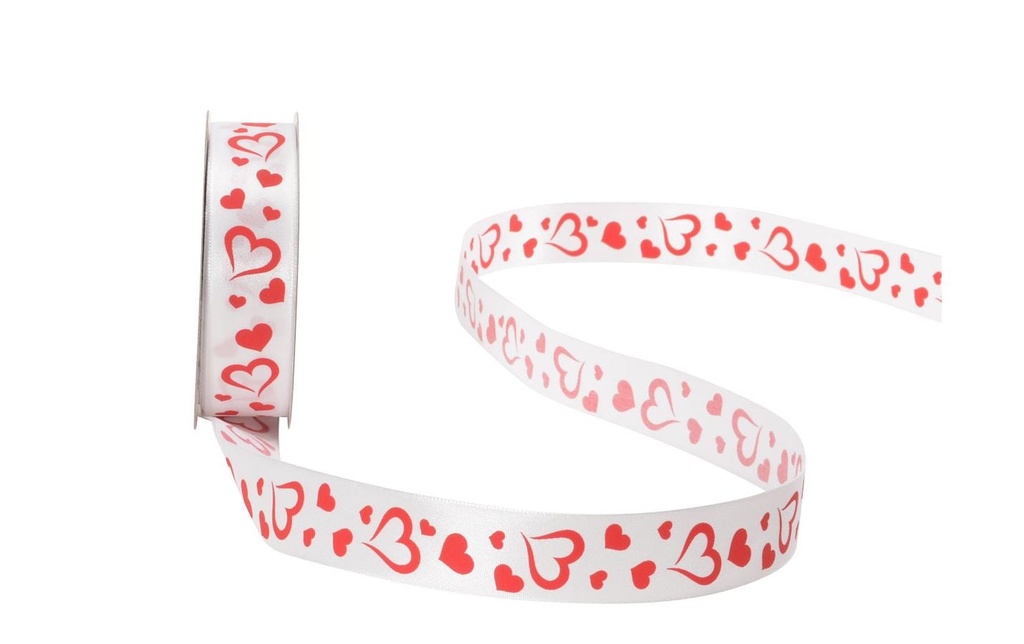 Spyk Ruban cadeau Coeurs 25 mm x 25 m, Rouge/Blanc