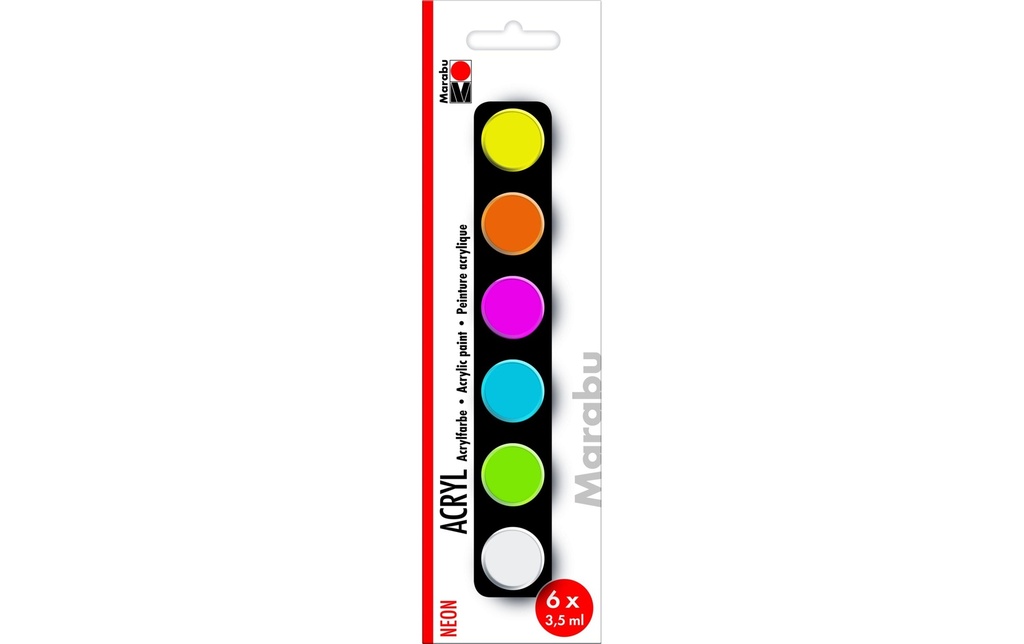 Marabu Peinture acrylique Set néon, 6 x 3.5 ml