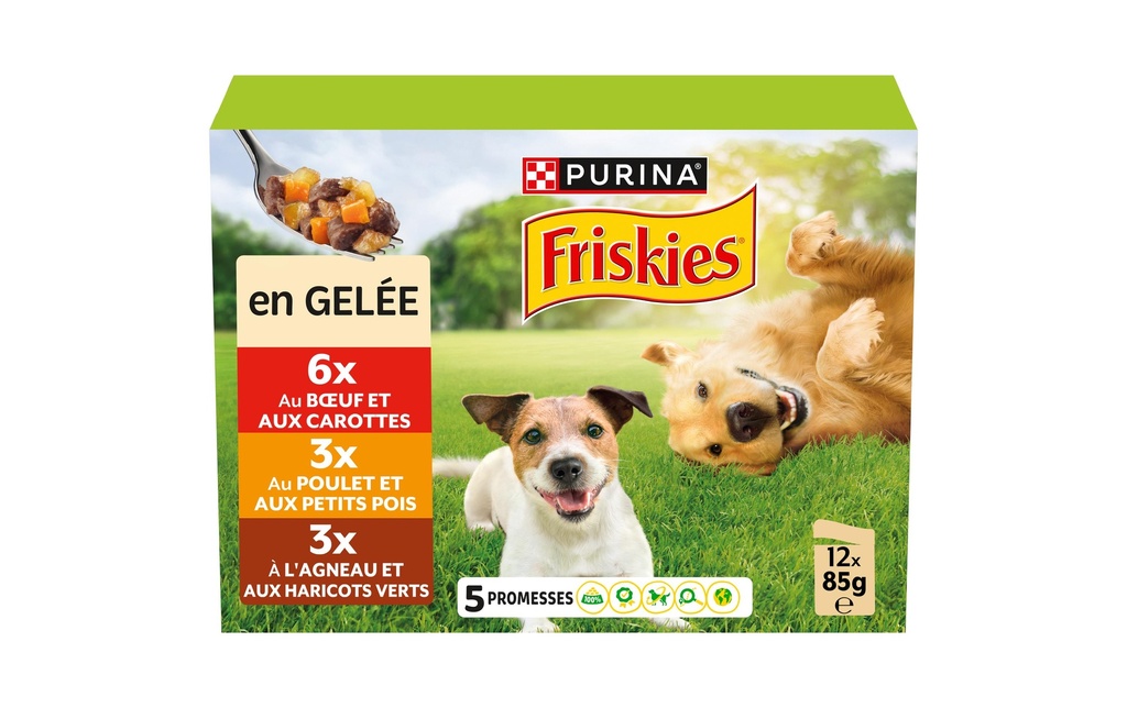 Purina Friskies Alimentation humide Adult poulet, agneau, bœuf avec légumes 12 x 85 g