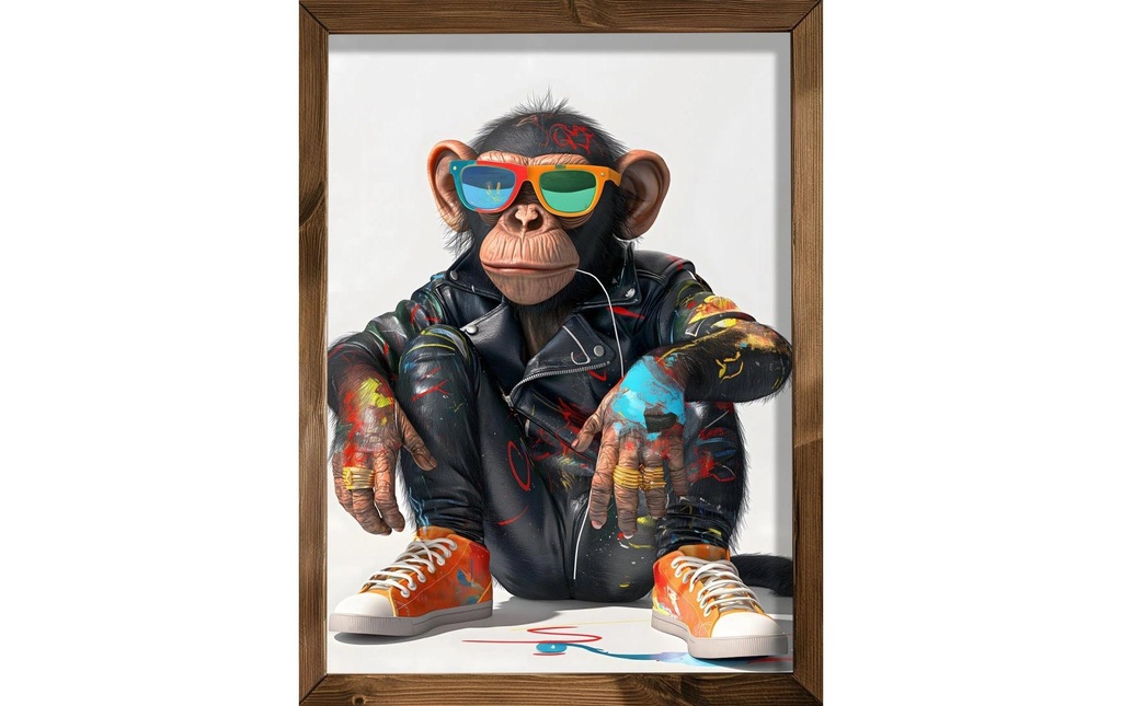 Wallxpert Photo Chimpanzé à lunettes 35 x 47 cm