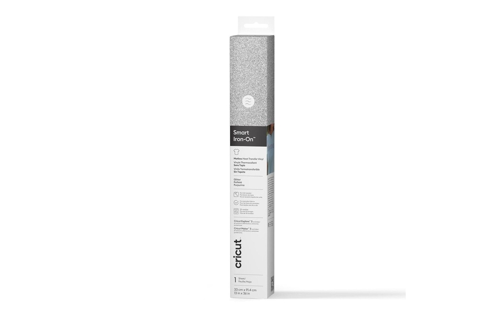 Cricut Film thermocollant Smart Glitter 33 x 91 cm, 1 pièce, argent