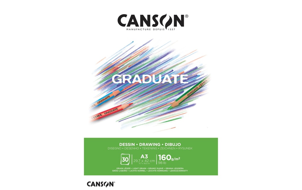 Canson Carnet de dessin Graduate A3, 30 feuilles