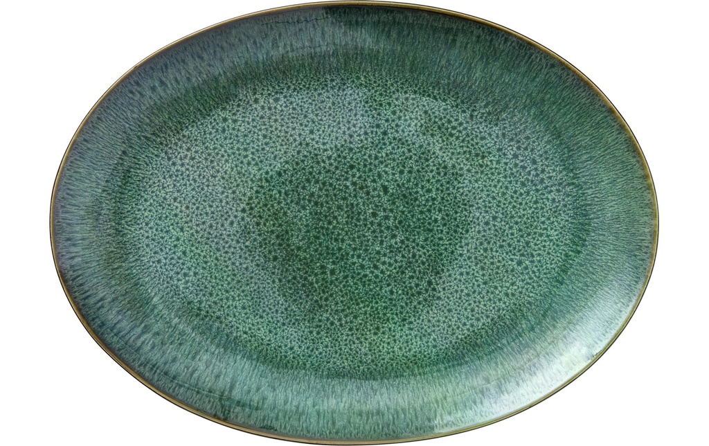 Bitz Plat de service ovale 45 x 34 cm Noir/Vert