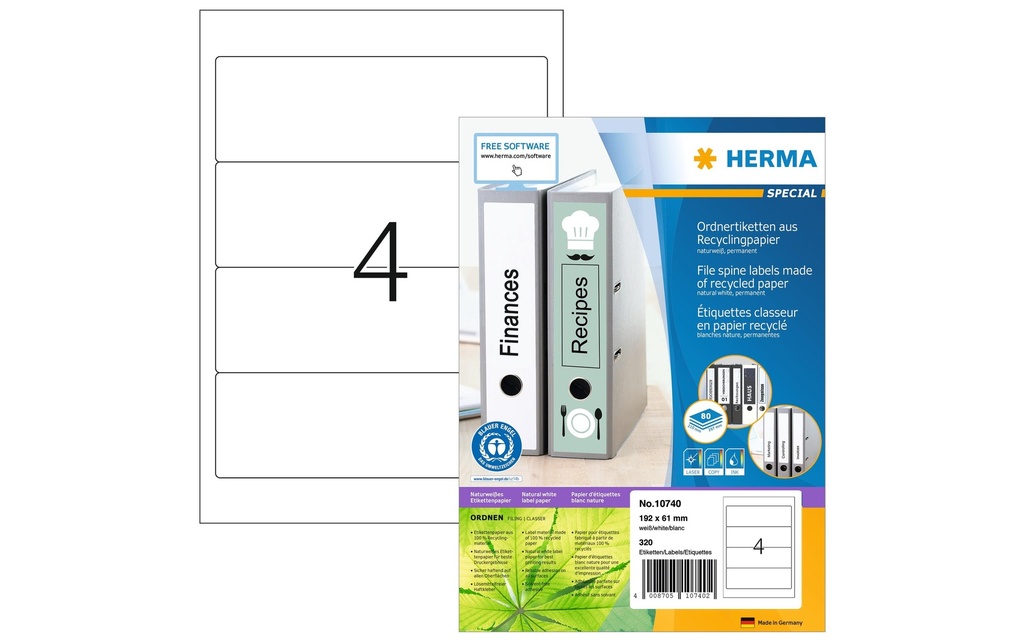 HERMA Étiquettes à classeur 192 x 61 mm, 80 feuille