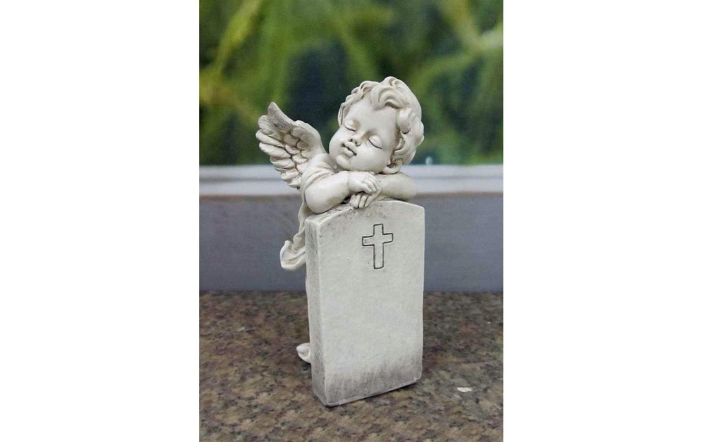 Dameco Décoration de la tombe Ange sur la pierre tombale 7 x 8.7 x 16 cm