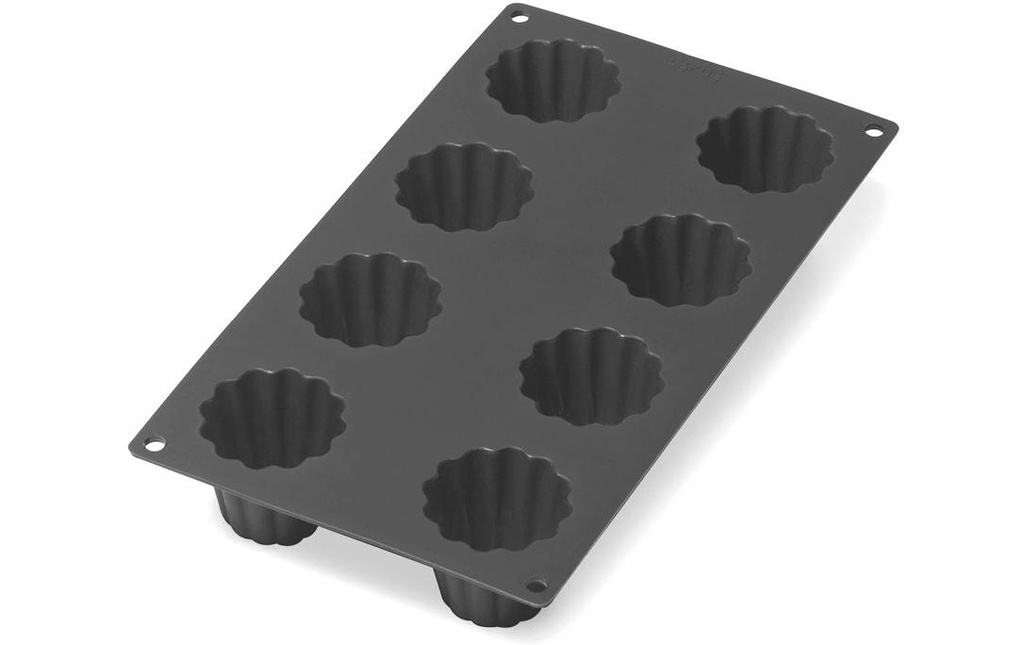 Lékué Boîte de cuisson cannelée silicone, Noir, 8 alvéoles