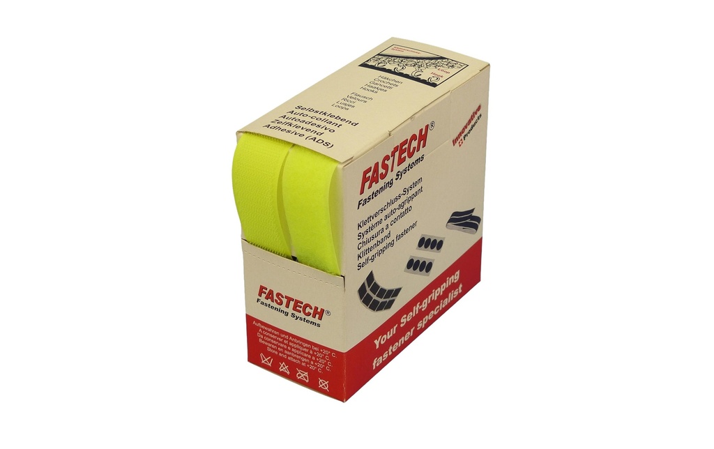 FASTECH Boîte de bande auto-agrippante Jaune fluo