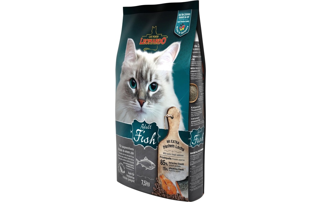 Leonardo Cat Food Alimentation sèche Poisson adulte, 7.5 kg