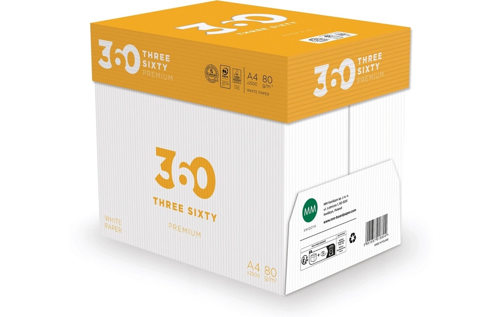 360 Papier pour photocopie Premium A4, Extra-blanc, 80 g/m², 2500 Feuille
