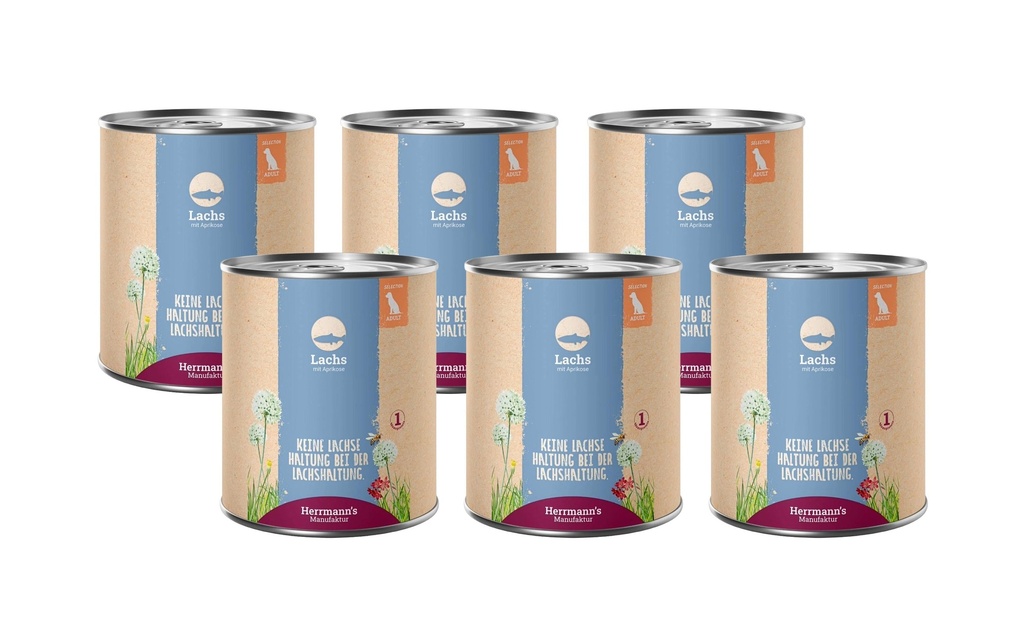 Herrmann's Alimentation humide Saumon à l'abricot 6 x 800 g