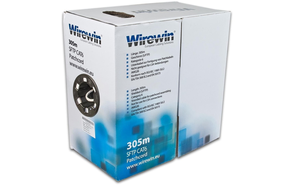 Wirewin Câble de renvoi VKBOX KAT6 PATCH Cat 6, S/FTP, 305 m, Gris