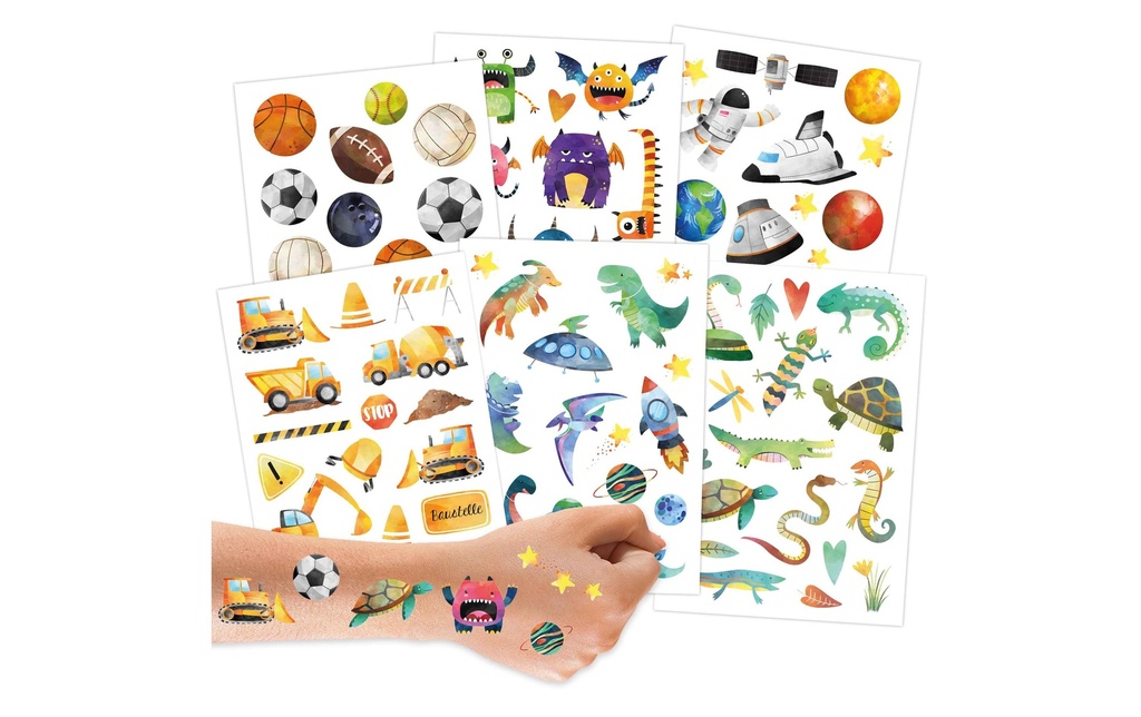 Papierdrachen Kits de tatouage Métallique – Pelleteuse & Dino