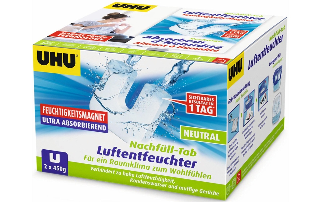 UHU Déshumidificateur Ambiance Tablette de recharge 450 g, 2 pièces