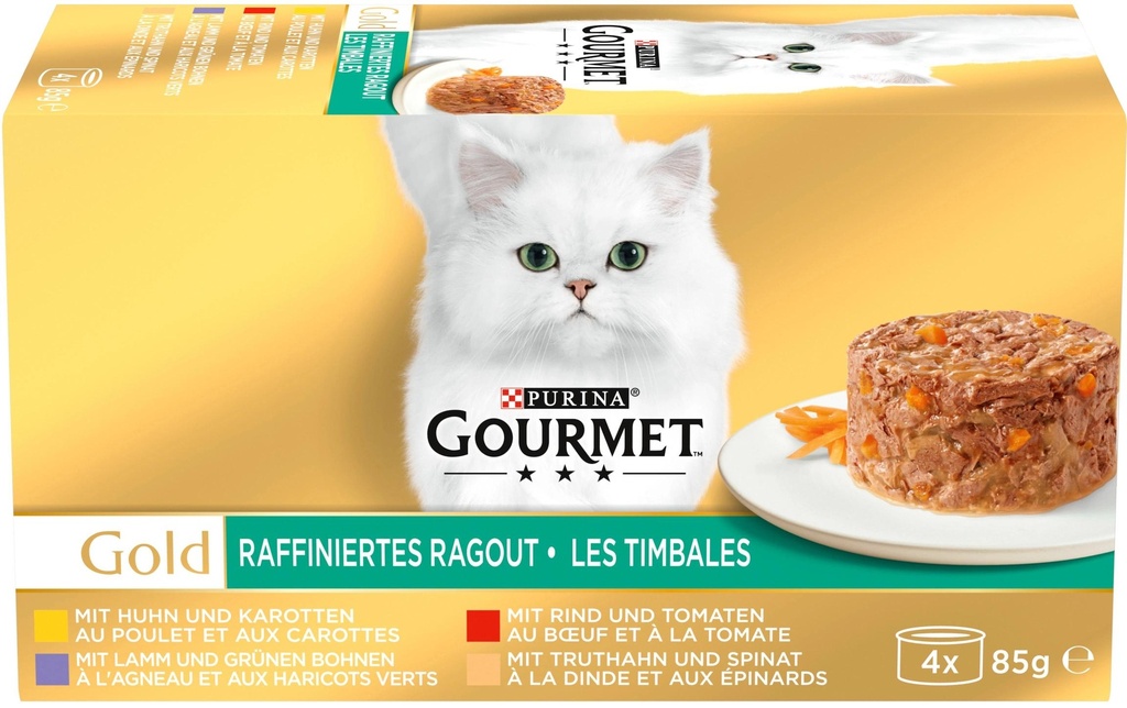 Purina Gourmet Alimentation humide Or Ragoût raffiné 4 x 85 g