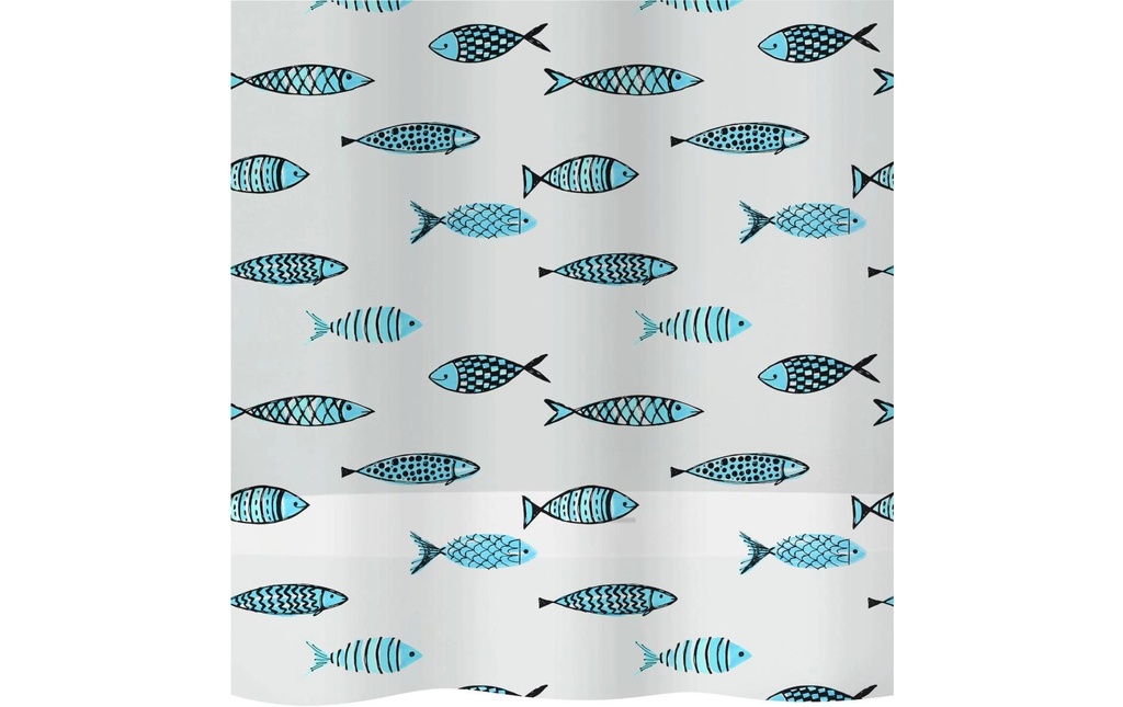 diaqua® Rideau de douche Fish 180 x 200 cm, Bleu/Blanc