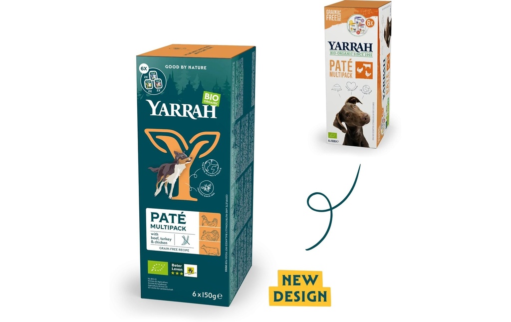 Yarrah Alimentation humide Bio Paté Multipack 6 x 150 g