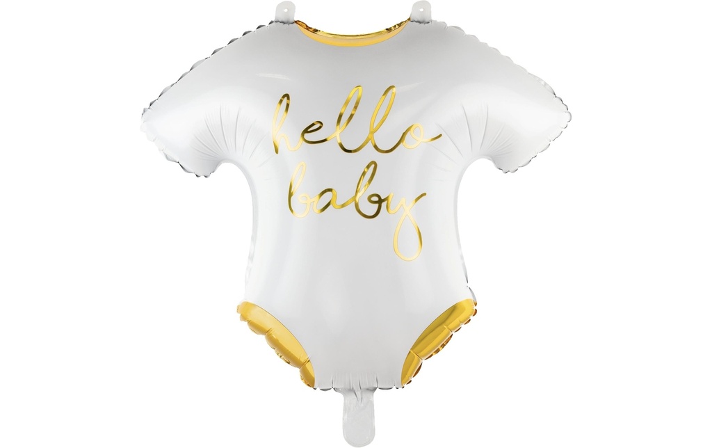 Partydeco Ballon en aluminium Baby romper Doré/Blanc