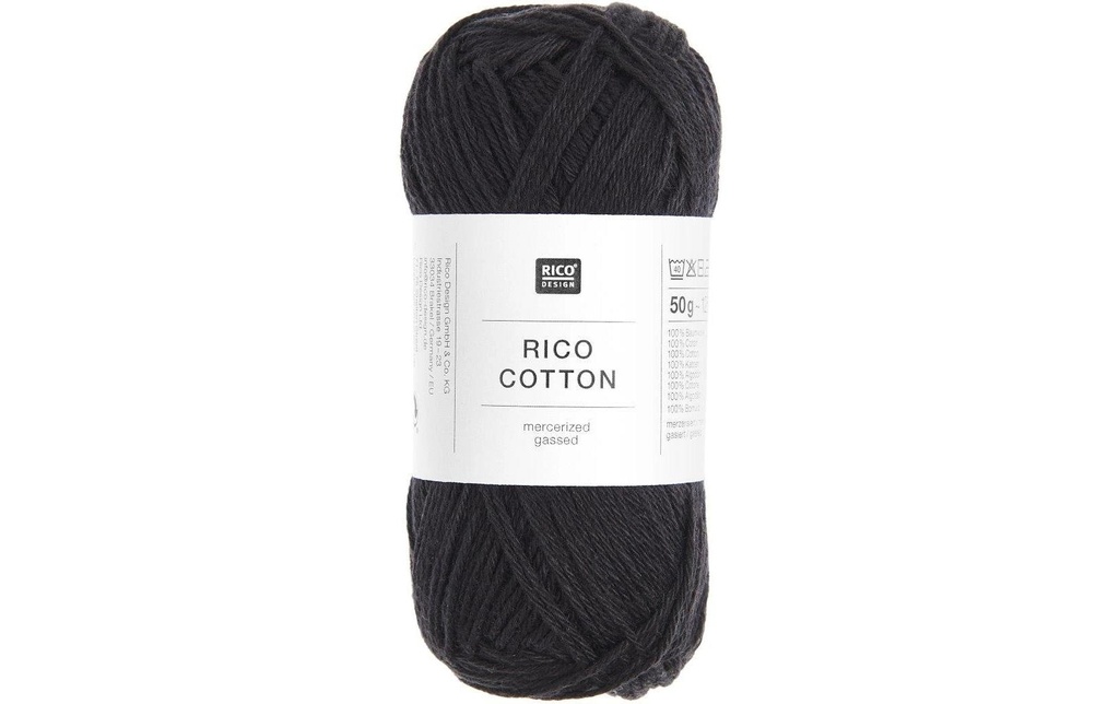 Rico Design Fil de coton Noir, 50 g, 125 m