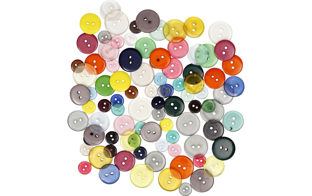 Creativ Company Boutons mixtes 12 + 18 + 20 mm 100 pièces